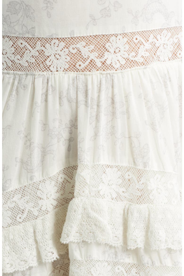 Nivara Lace Inset Tiered Cotton Mini Sundress, Alternate, color, CHANTILLY