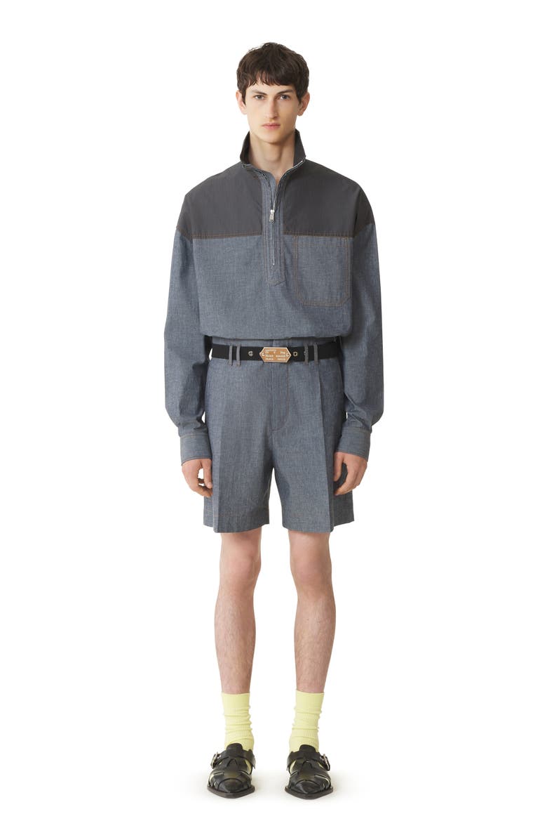 Lanvin Chambray Shorts, Main, color, Navy Blue