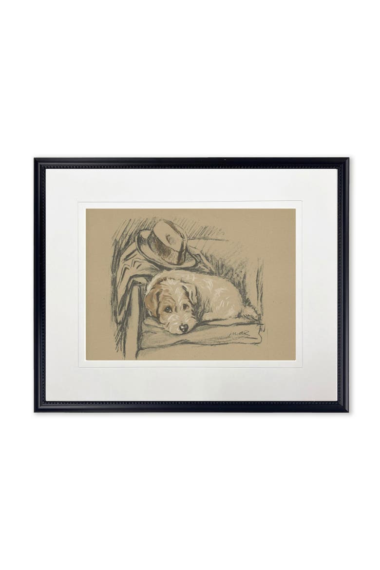 Dog with Hat Sketch Print in Black Frame, Main, color, Multi