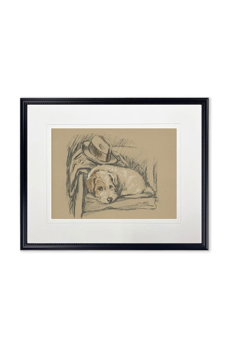 Antique Curiosities Dog with Hat Sketch Print in Black Frame, Main, color, Multi