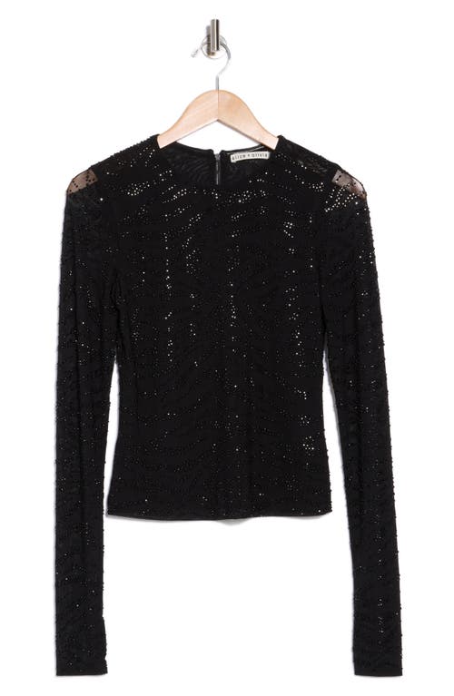 Alice And Olivia Alice + Olivia Delaina Embellished Mesh Top In Blue