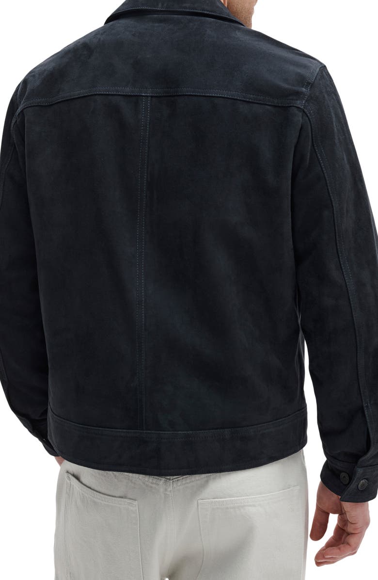 rag & bone Suede Trucker Jacket, Alternate, color, Navy
