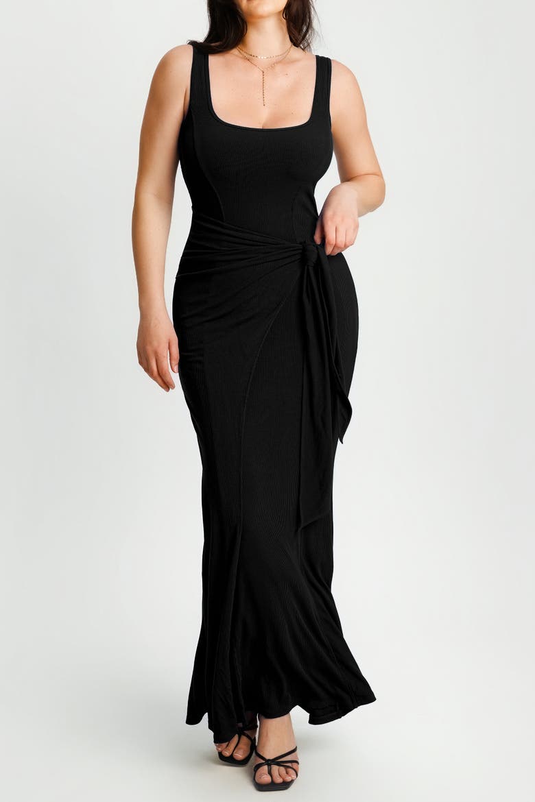 Built In Shapewear Modal Twist Wrap Maxi Dress, Alternate, color, Jet