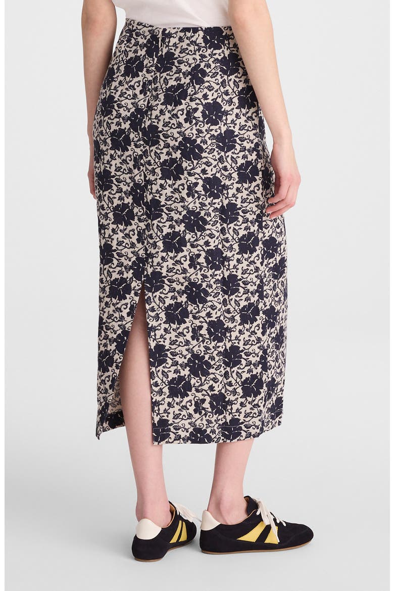 Floral Print Linen Midi Skirt, Alternate, color, OAT