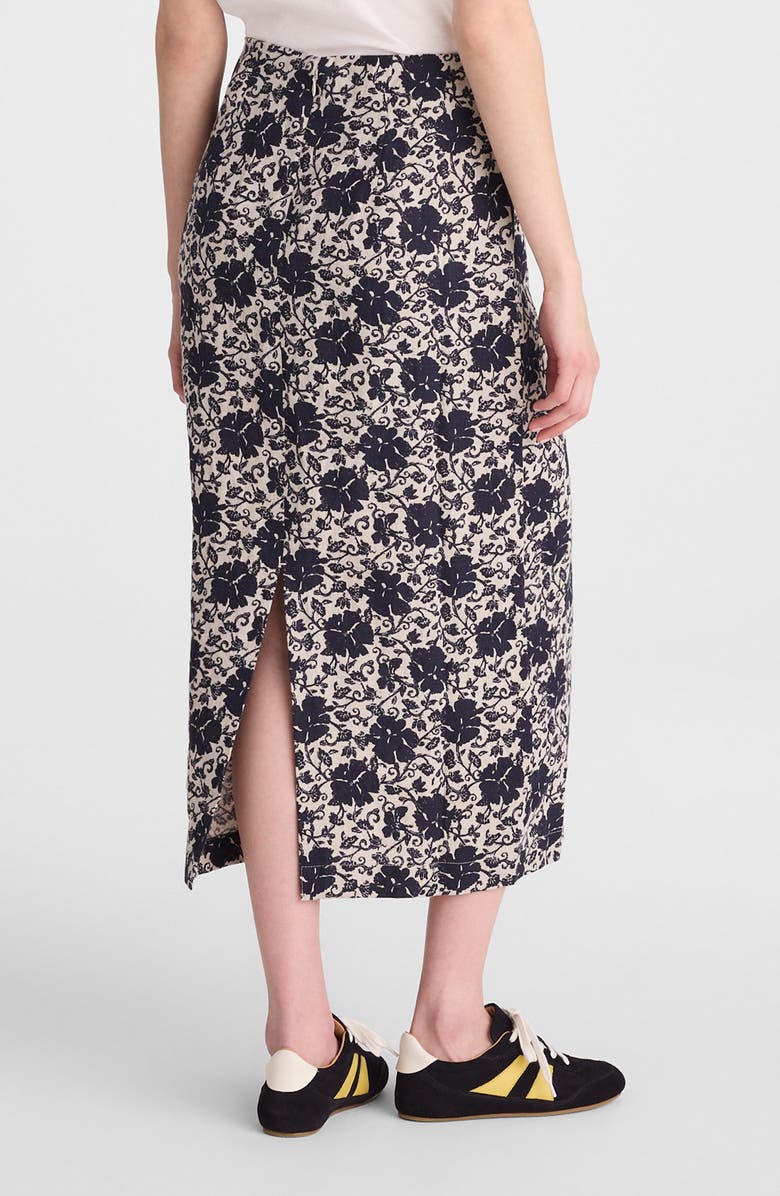 Madewell Floral Print Linen Midi Skirt, Alternate, color, Oat