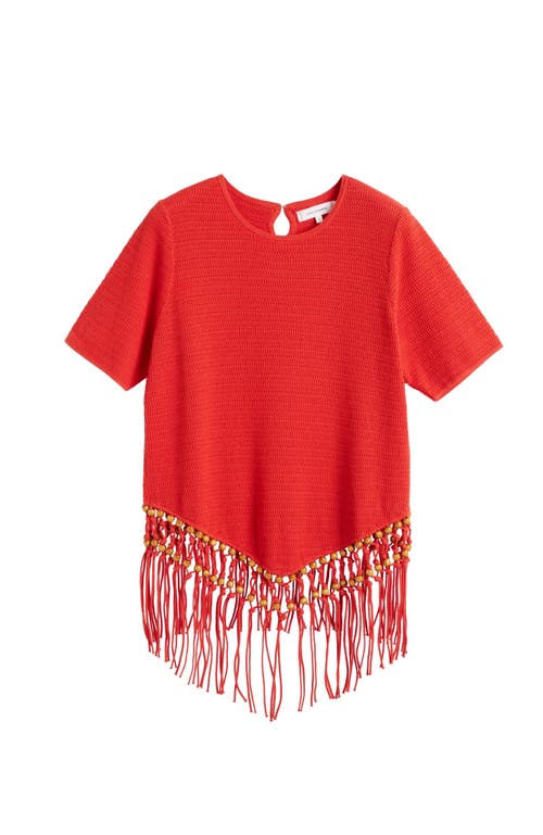 Chinti & Parker Terracotta Laura Whitmore Beaded Top In Red