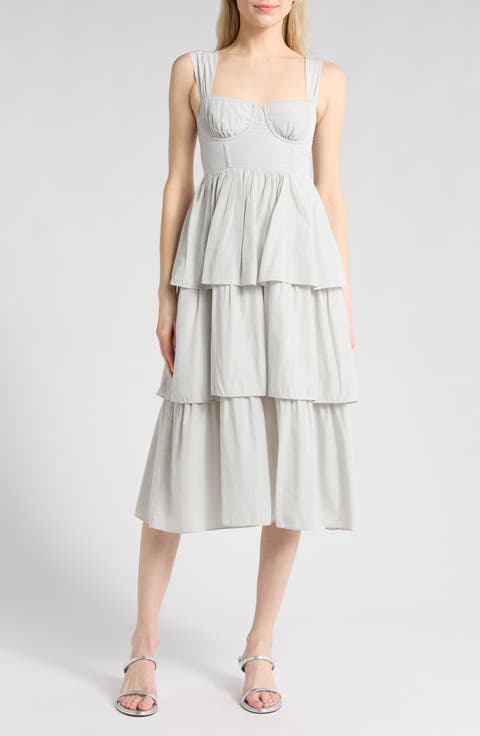 Corset Tiered Midi Dress