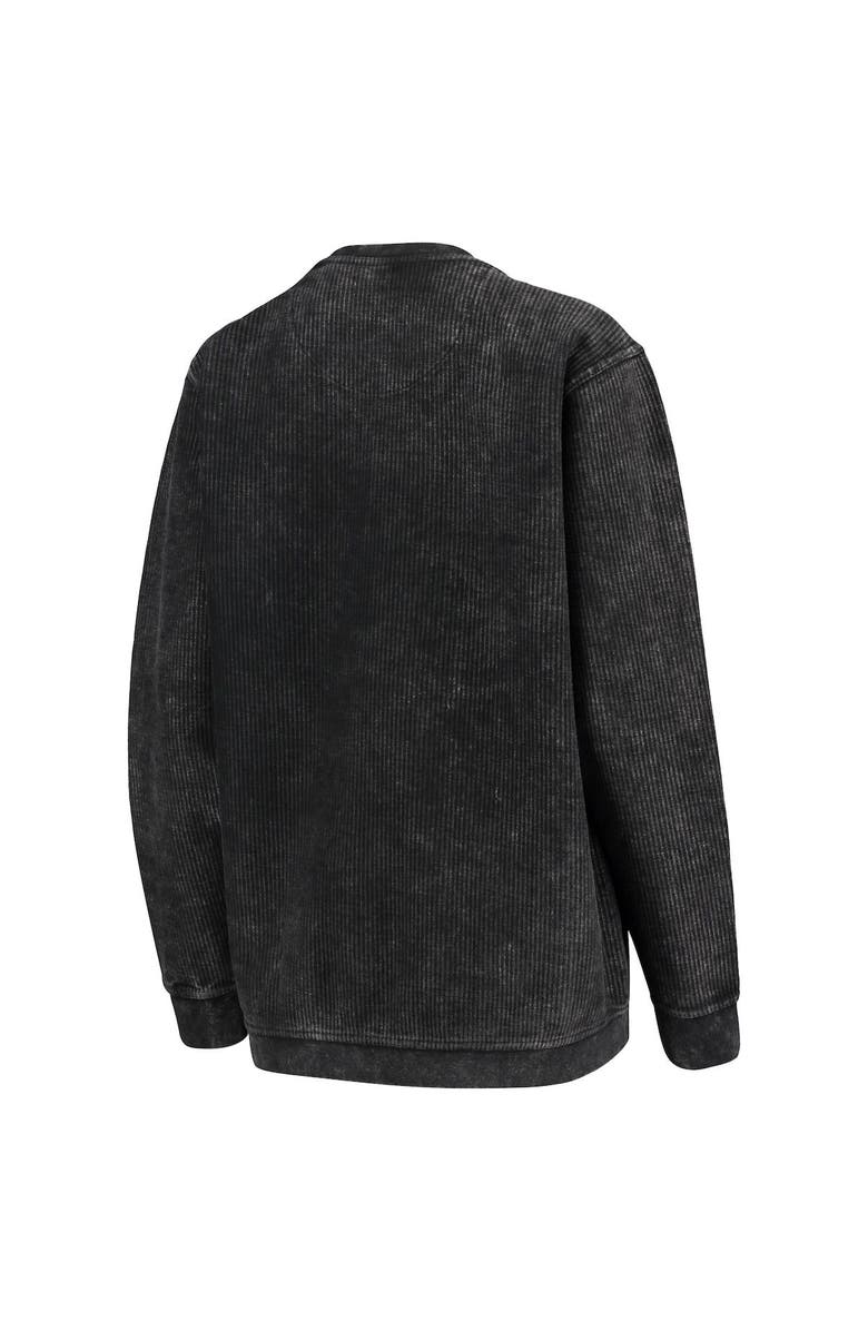 PRESSBOX Women's Pressbox Black Wisconsin Badgers Comfy Cord Vintage Wash Basic Arch Pullover Sweatshirt, Alternate, color, Black