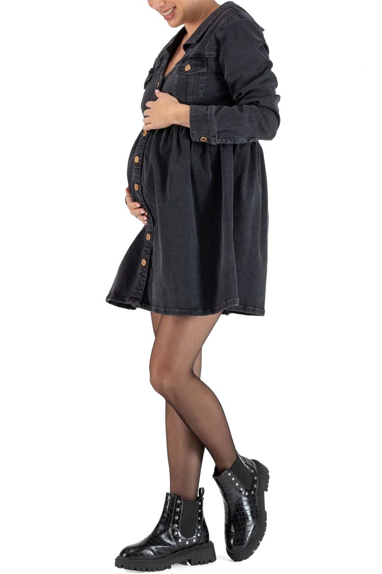 Nina Long Sleeve Denim Maternity/Nursing Dress, Alternate, color, GREY