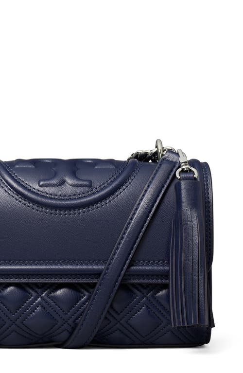 Tory Burch Small Fleming Convertible Leather Shoulder Bag In Blue