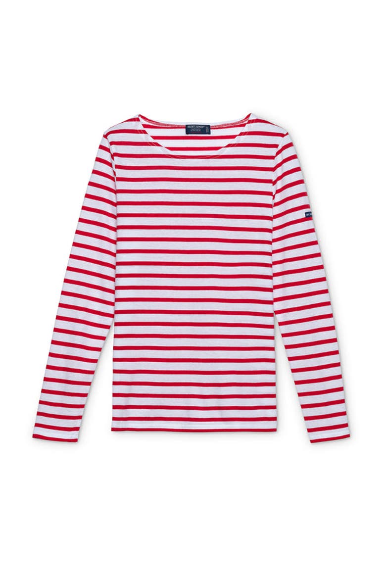MINQUIDAME - Breton Striped Shirt with Long Sleeve, Alternate, color, white/red