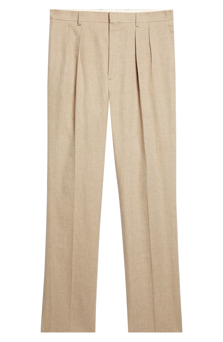 Ralph Lauren Purple Label Glenn Pleat Front Herringbone Trousers, Alternate, color, Khaki Multi