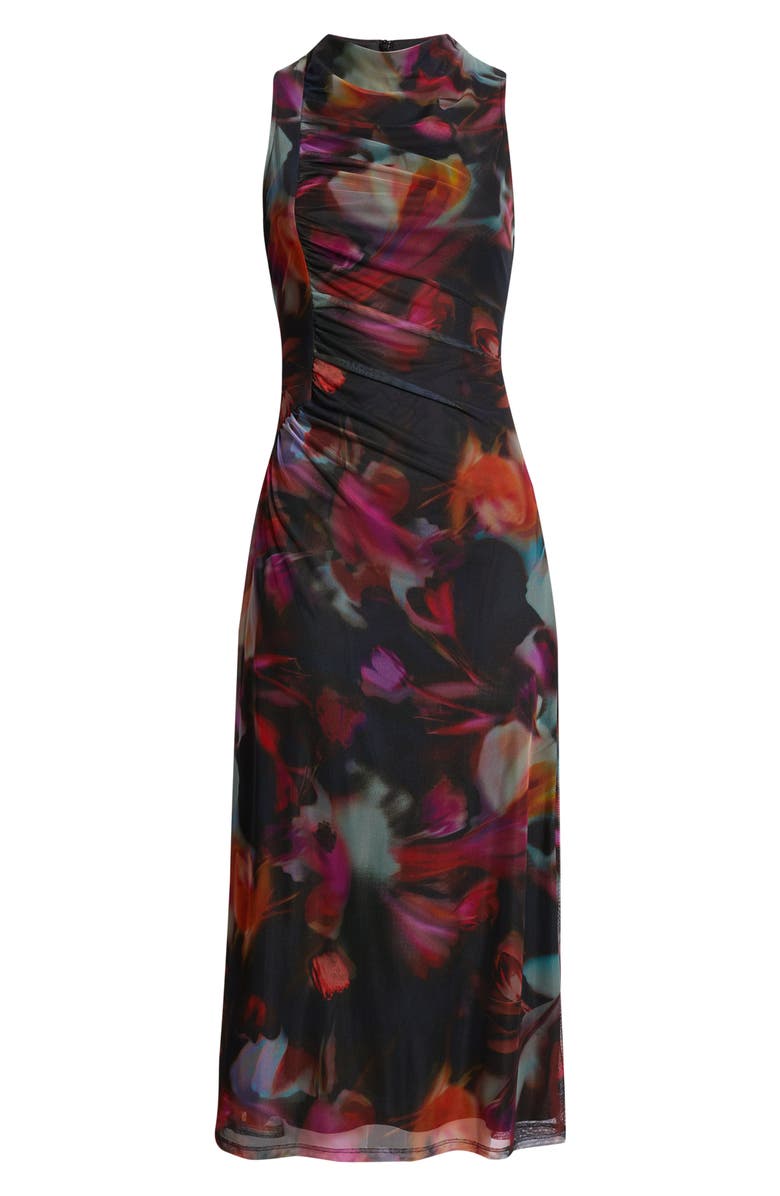 Vince Camuto Ruched Floral Print Cocktail Dress, Alternate, color, Black Multi