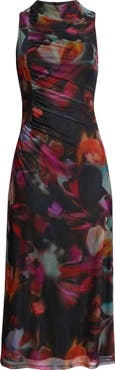 Vince Camuto Ruched Floral Print Cocktail Dress