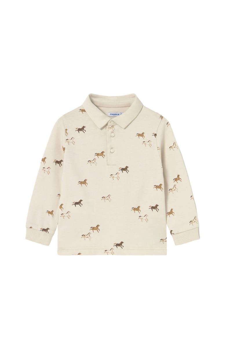 Mayoral Printed Polo Shirt, Main, color, Beige