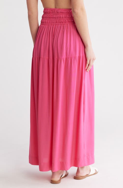Elan Smocked Waist Maxi Cover-up Skirt In Hot Pink