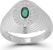 CHLOE AND MADISON Cubic Zirconia Ribbed Signet Ring