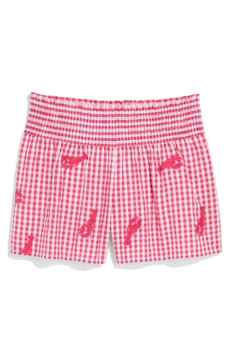 vineyard vines Nori Lobster Appliqué Cotton Gingham Shorts, Alternate, color, 