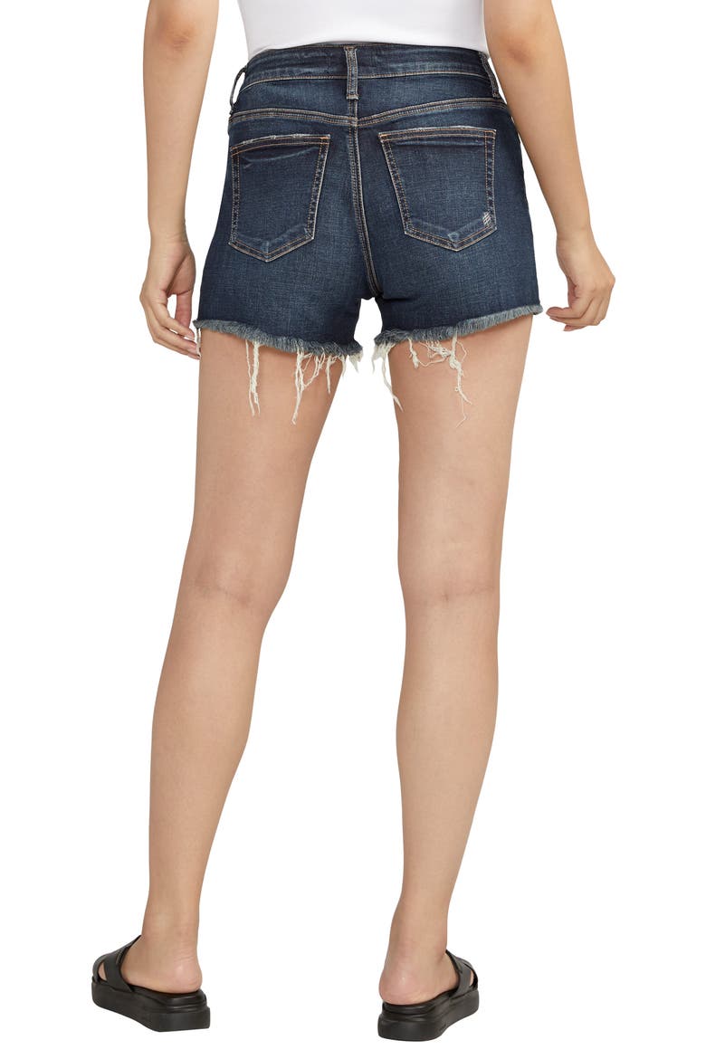 Suki Luxe Stretch Curvy Fit Cutoff Denim Shorts, Alternate, color, INDIGO