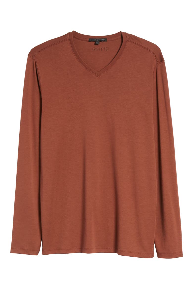 Georgia Long Sleeve V-Neck T-Shirt, Alternate, color, RUST