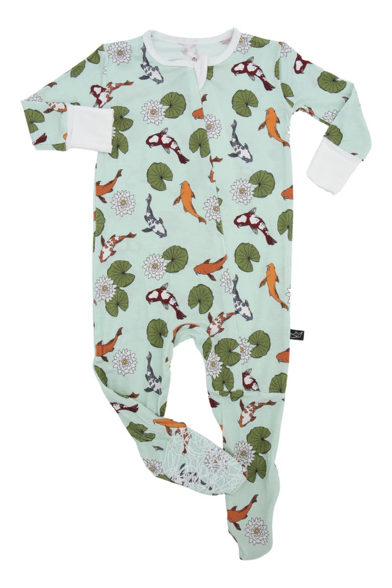 Koi Pond Fitted One-Piece Pajamas, Main, color, GREEN
