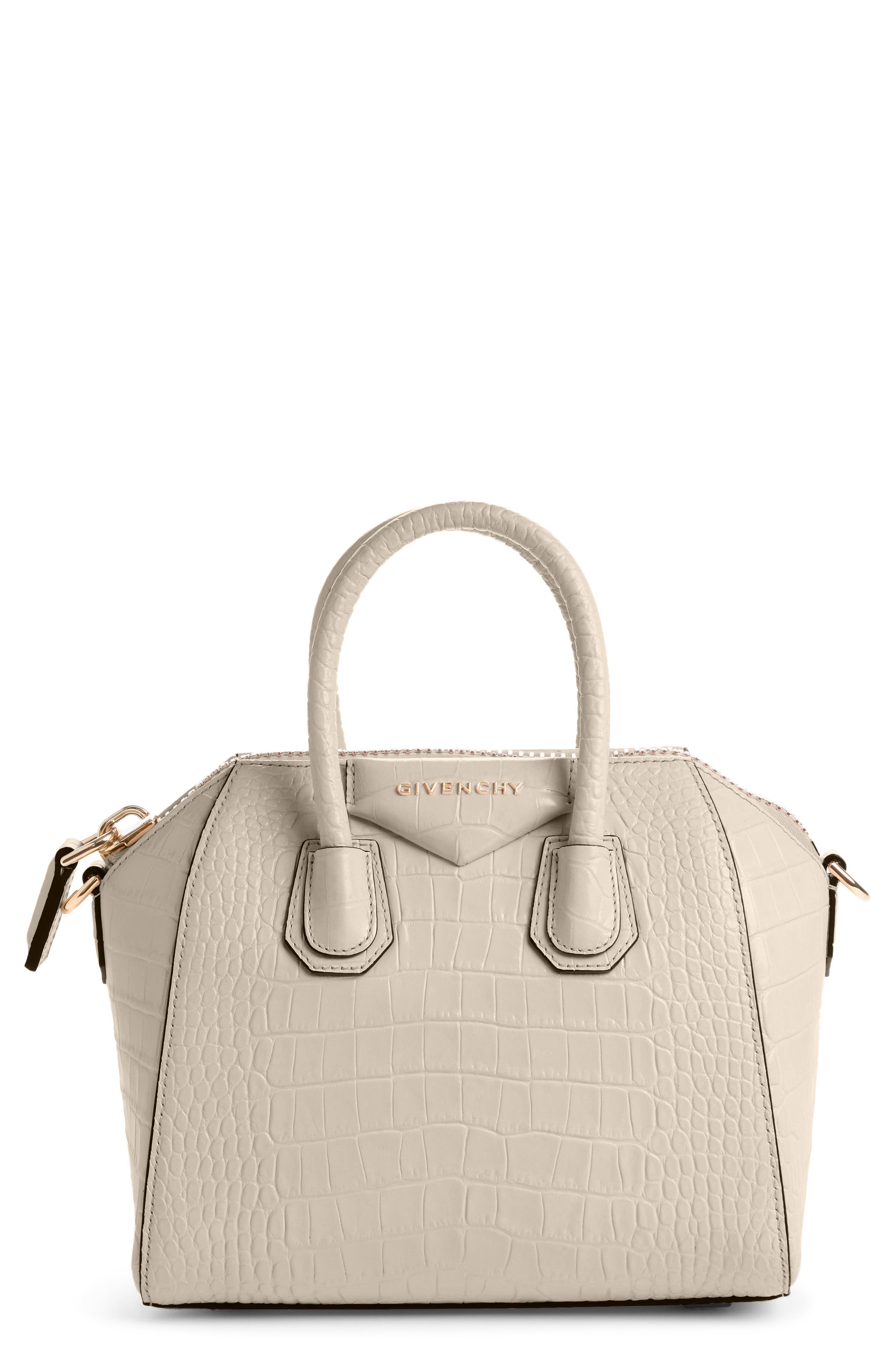 Givenchy Mini Antigona Croc Embossed Calfskin Leather Satchel, Main, color, 