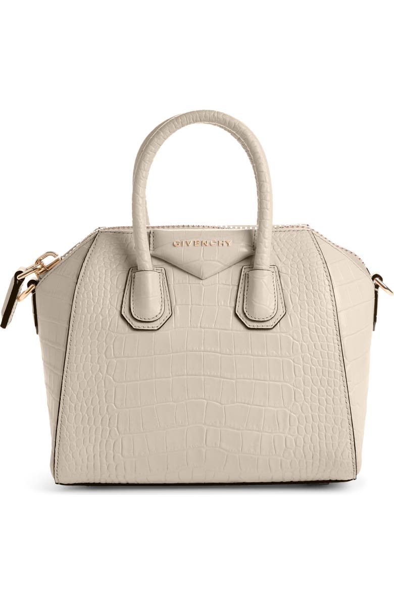 Givenchy Mini Antigona Croc Embossed Calfskin Leather Satchel, Main, color,