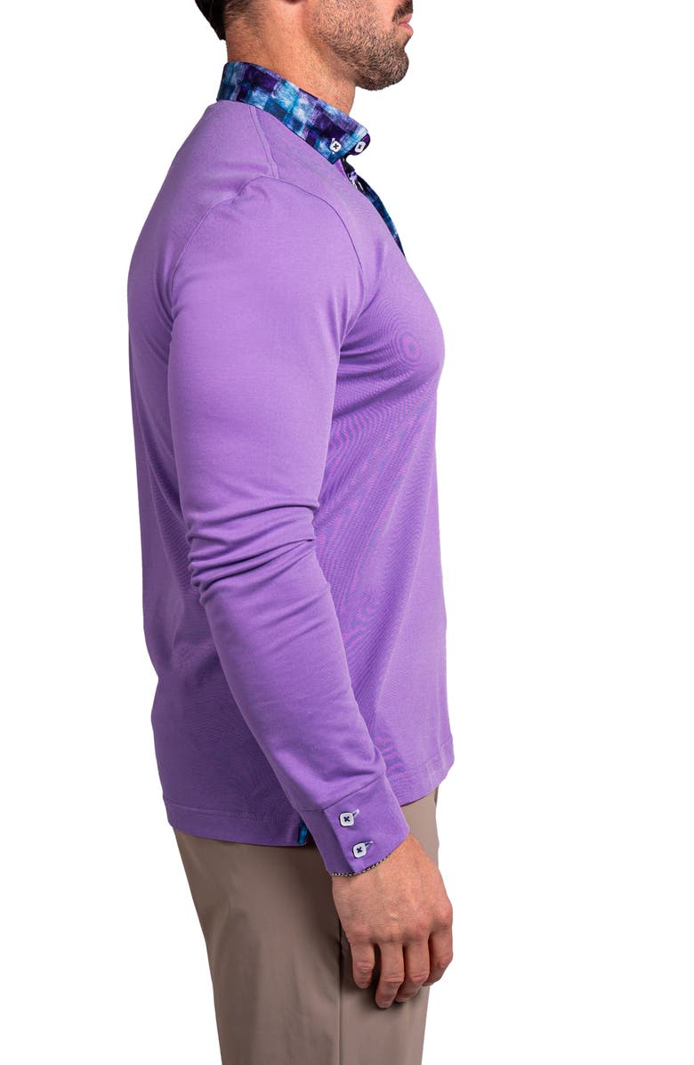 Maceoo Newton Ascension0007 Purple Long Sleeve Button-Down Polo, Alternate, color, Purple
