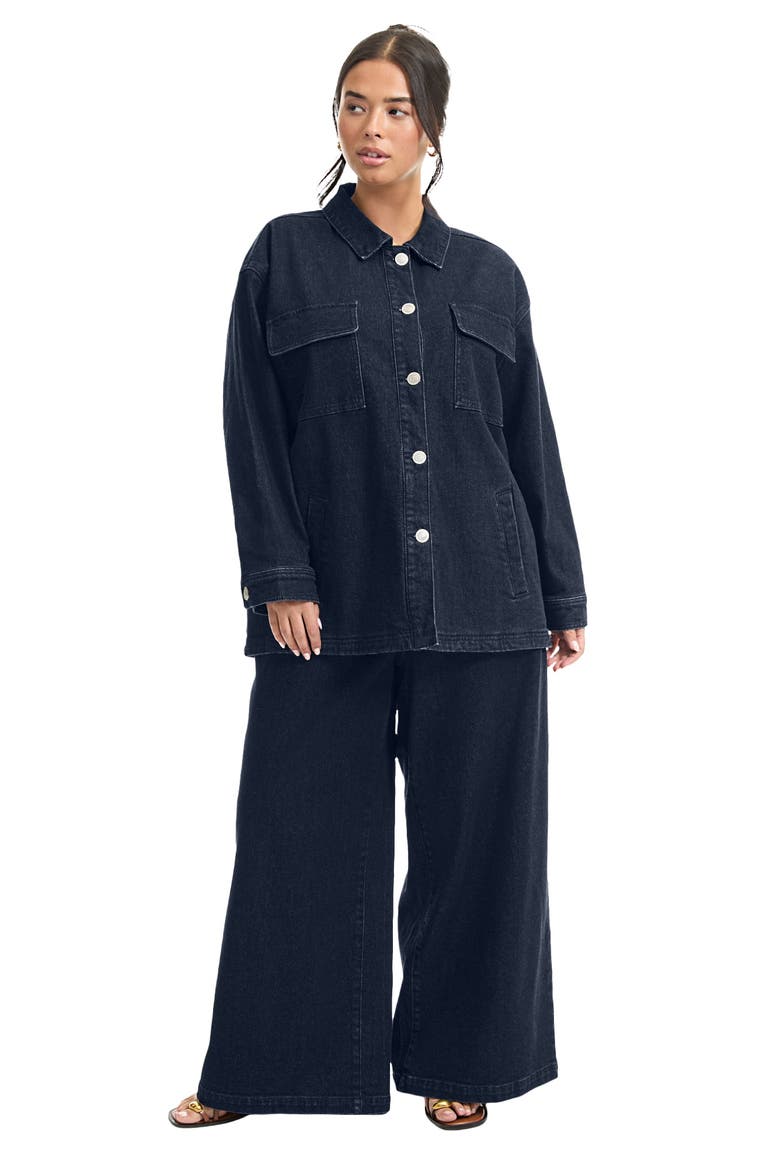 Denim Utility Jacket, Main, color, DARK RINSE