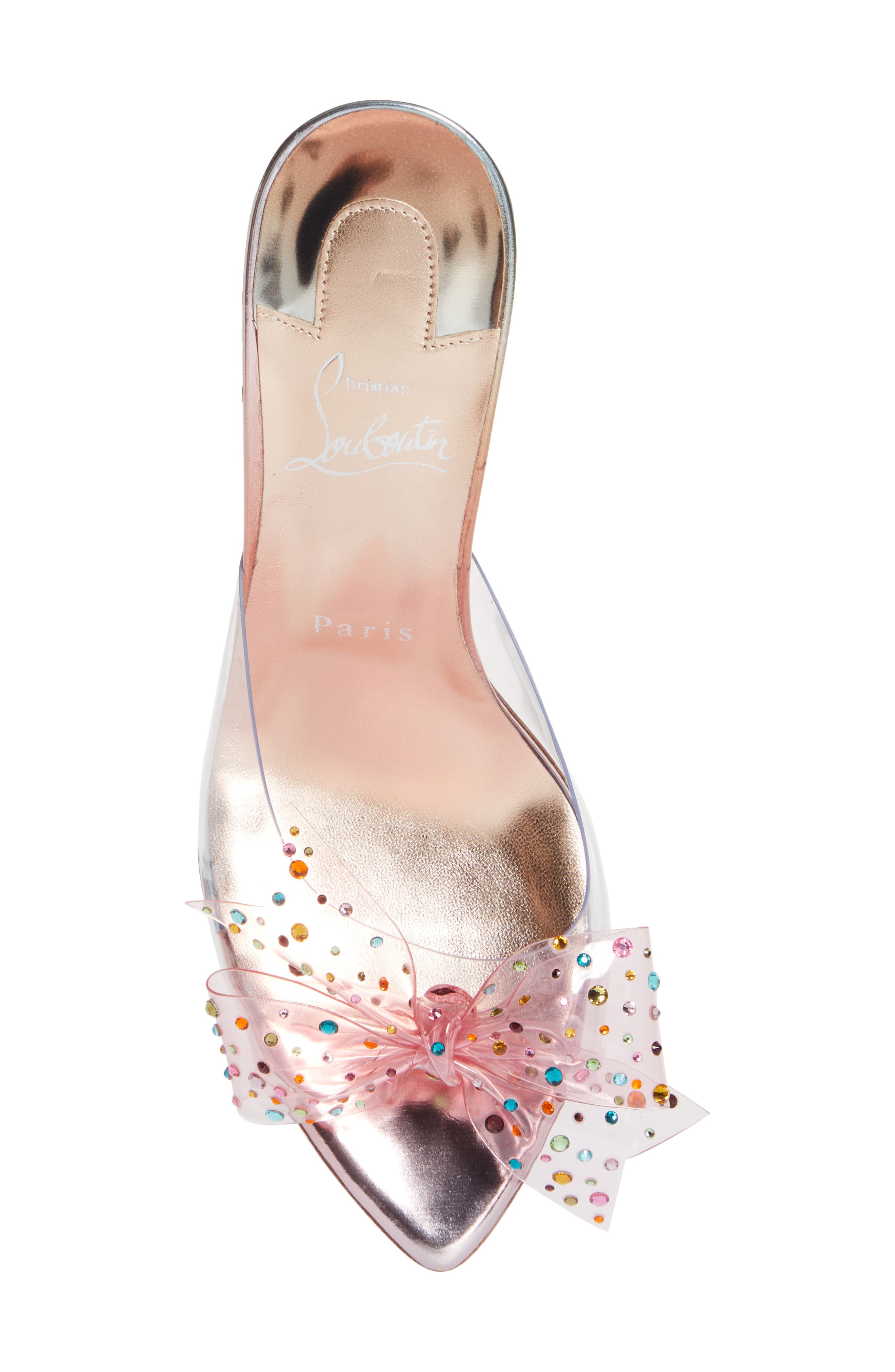 Christian Louboutin Crystal Embellished Pointed Toe Slide Sandal, Alternate, color, 