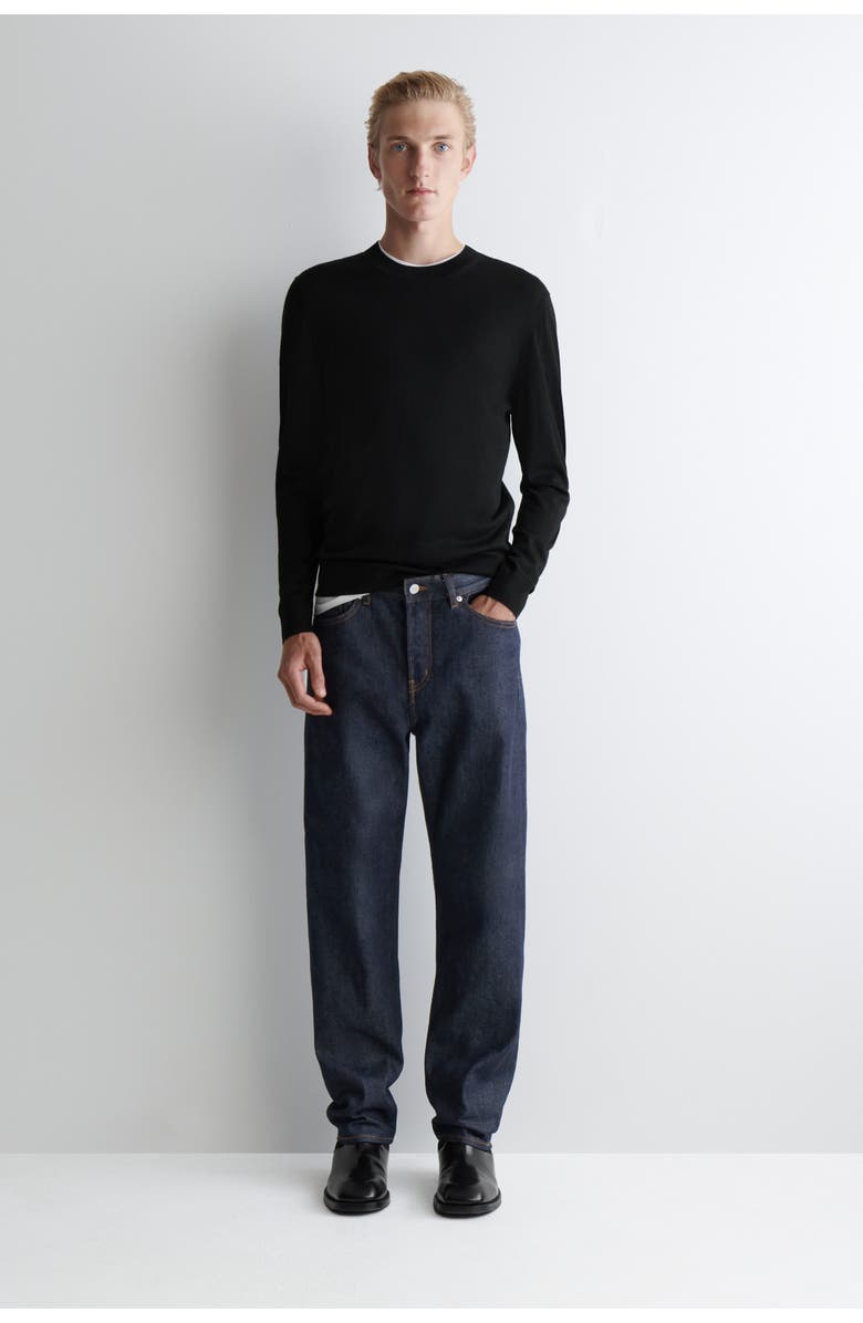 COS Slim Merino Wool Crew-Neck Sweater, Alternate, color, Black