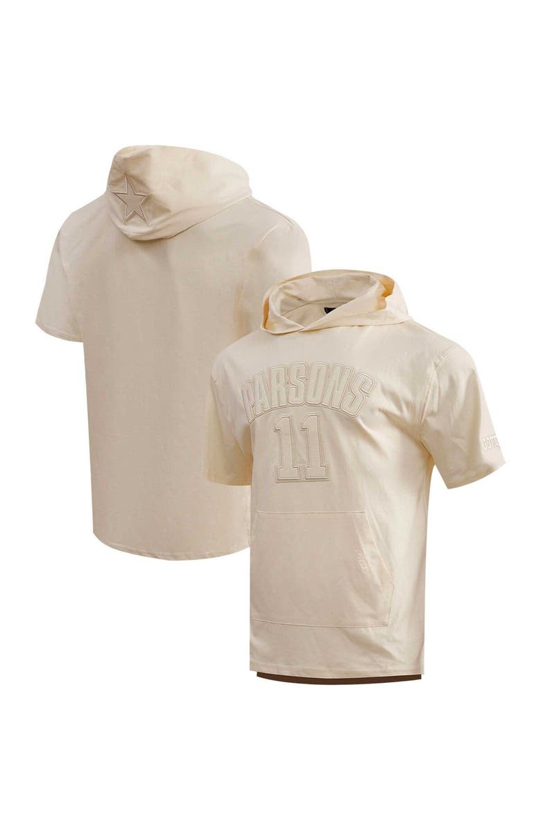 Post Men's Micah Parsons Oatmeal Dallas Cowboys Player Name & Number Neutral Short Sleeve Pullover Hoodie, Main, color, 