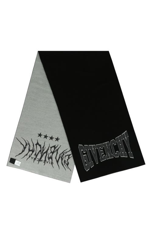 Givenchy Star Logo Wool Blend Scarf In Black Grey
