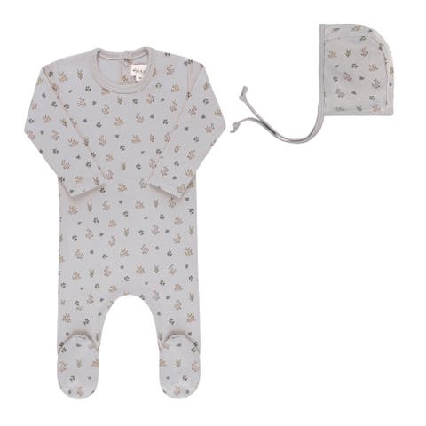 Garden Floral Print Collection - Footie + Bonnet