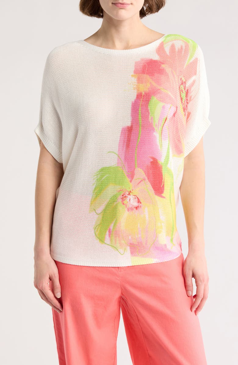 Tommy Bahama Floral Dolman Short Sleeve Sweater, Main, color, 