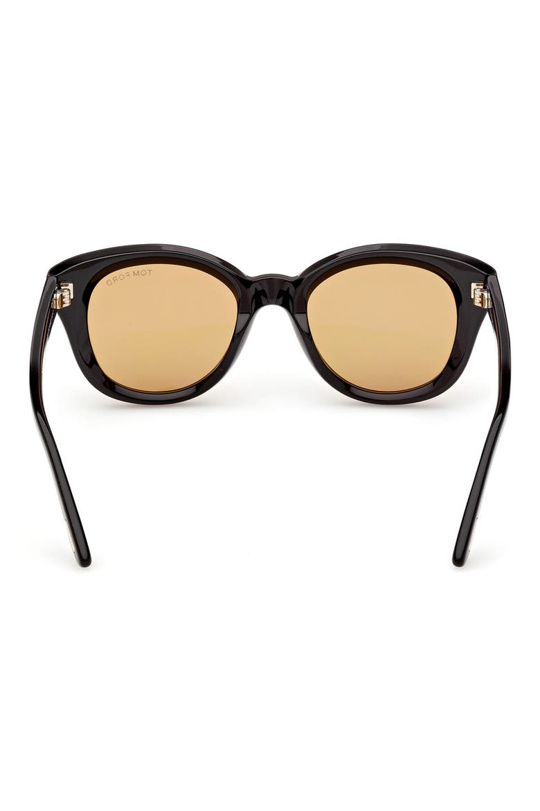 49mm Small Round Sunglasses, Alternate, color, SHINY BLACK / VICUNA LENS