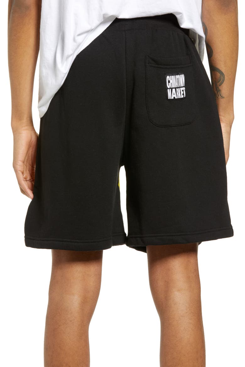 Men's Big Smiley Sweat Shorts, Alternate, color, BLACK