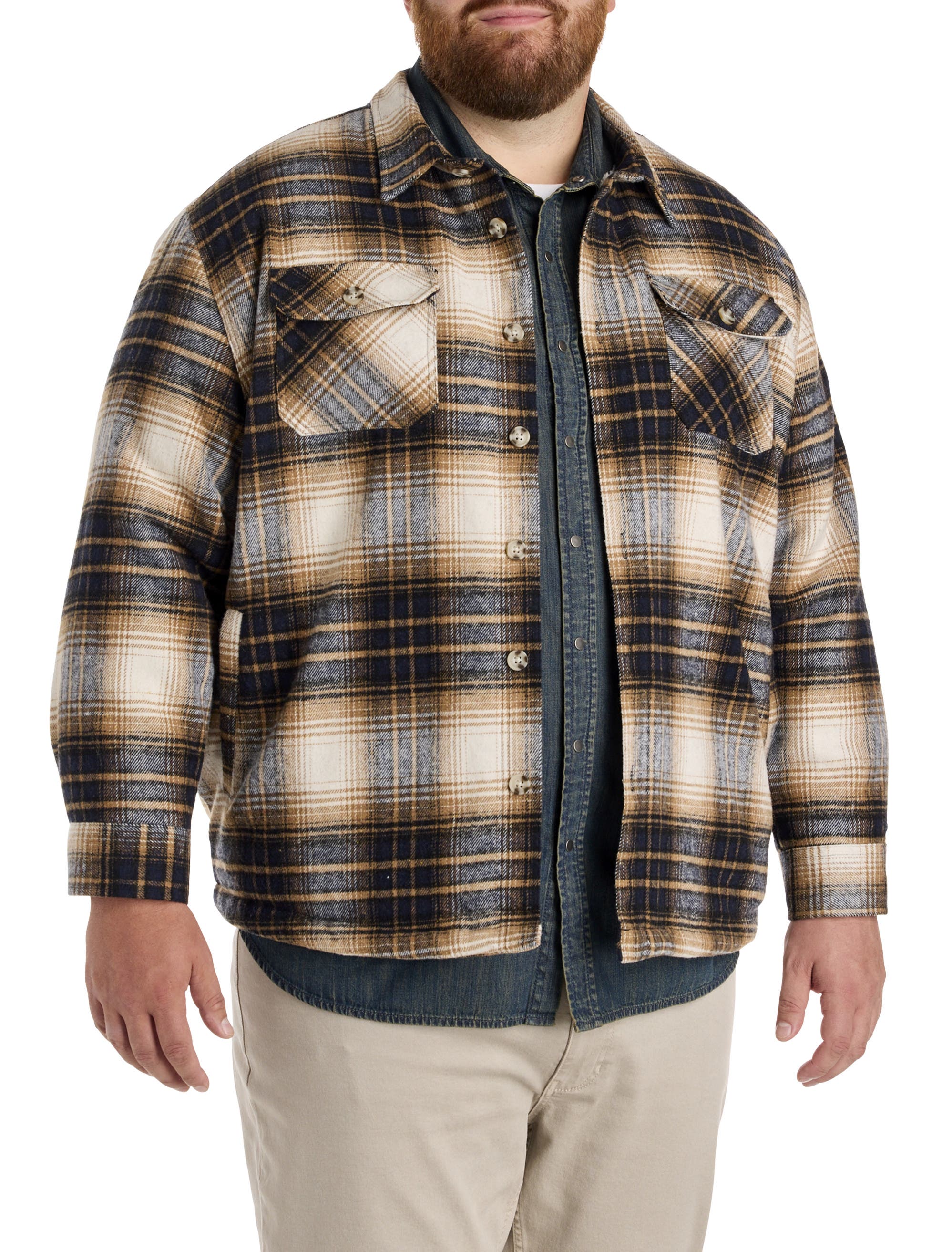 Big & Tall Plaid Shirt Jacket