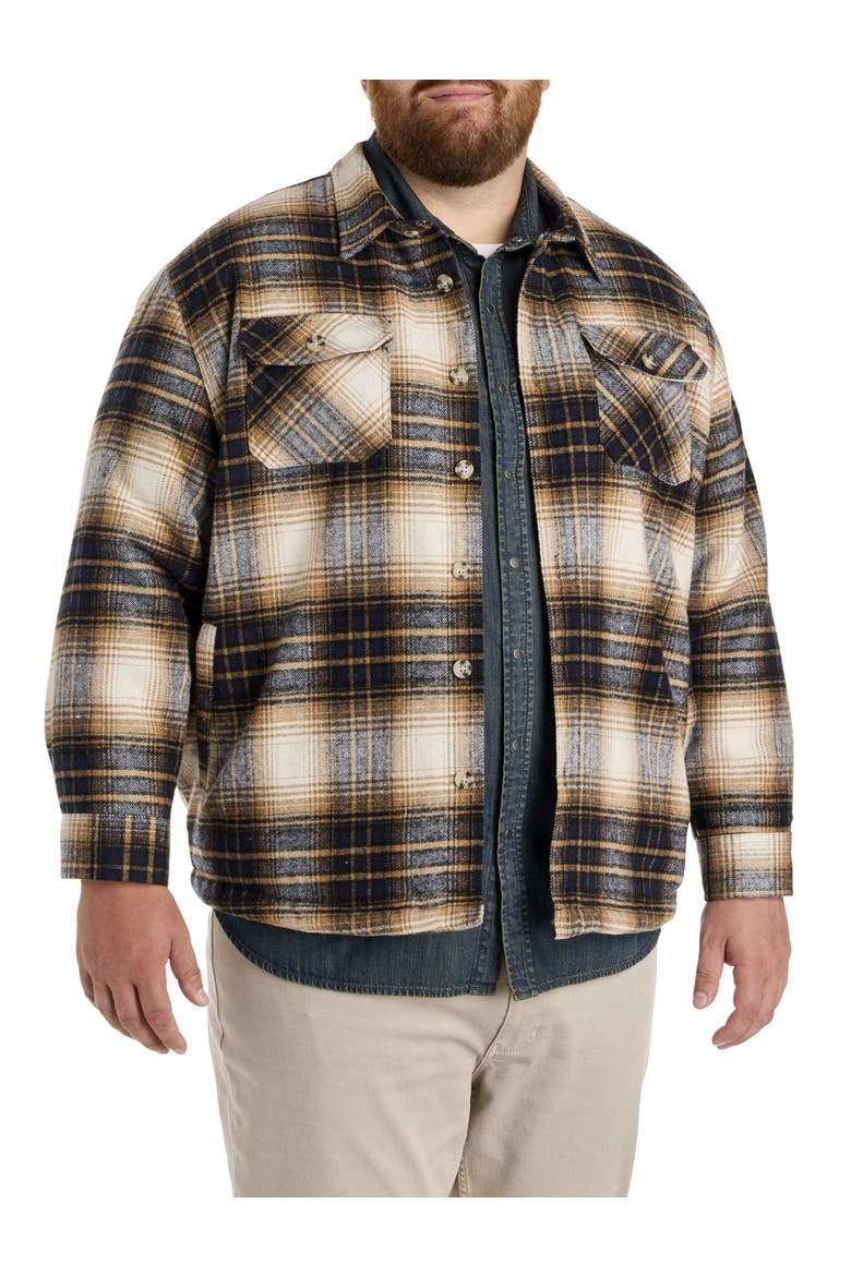 Big & Tall Plaid Shirt Jacket, Main, color, NAVY