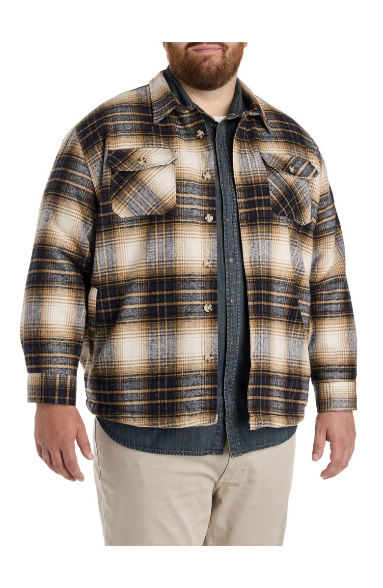 True Nation by DXL Big & Tall Plaid Shirt Jacket, Main, color, Navy