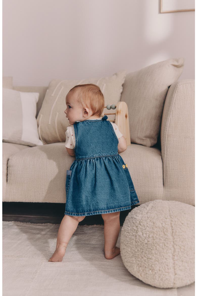 Embroidered Denim Dress & Strawberry Bodysuit Set, Alternate, color, BLUE