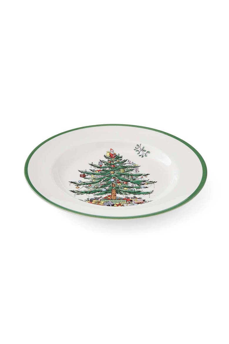Christmas Tree 10.5" Dinner Plate, Alternate, color, Green