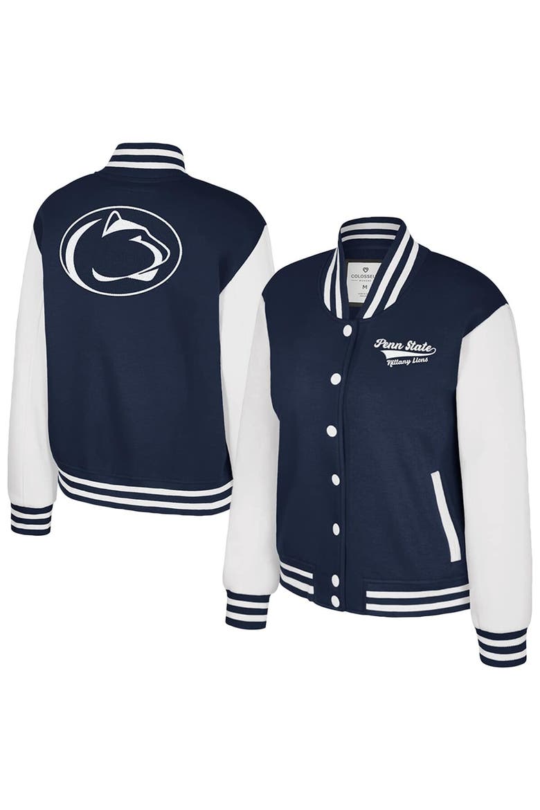 Women's Colosseum Navy Penn State Nittany Lions French Baguette Full Snap Fleece Jacket, Main, color, Navy