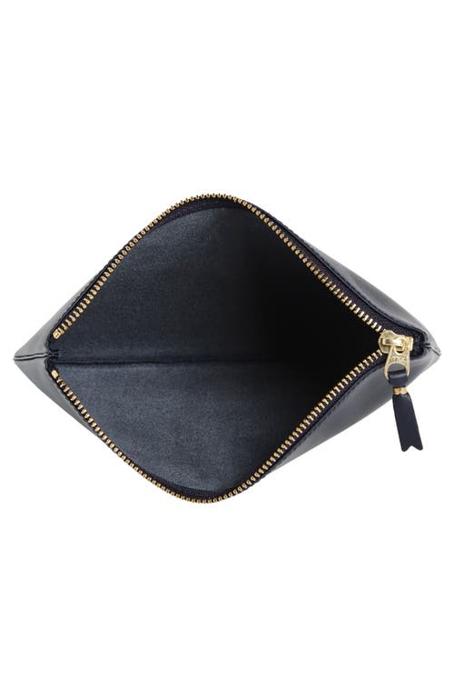 Comme Des Garçons Medium Classic Leather Zip-up Pouch In Black