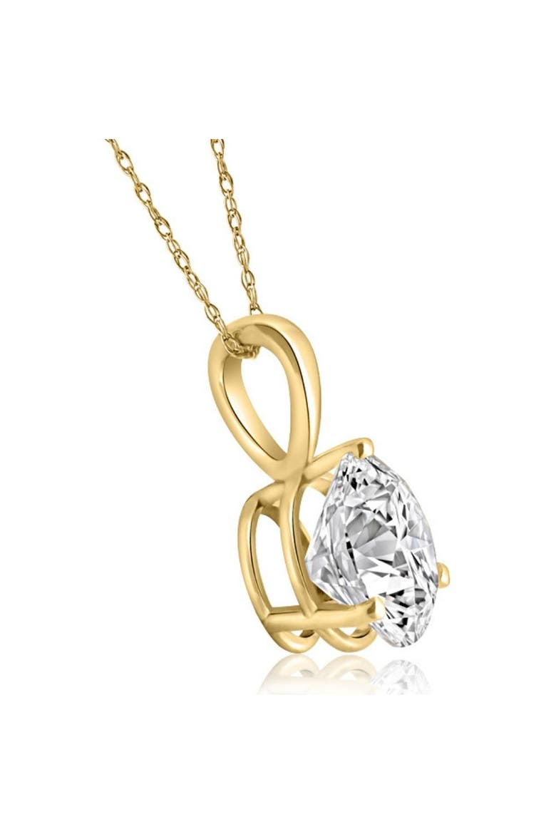 Certified 3Ct Pear Shape Solitaire Lab Grown Diamond Pendant Gold Necklace, Alternate, color, 14k Yellow Gold