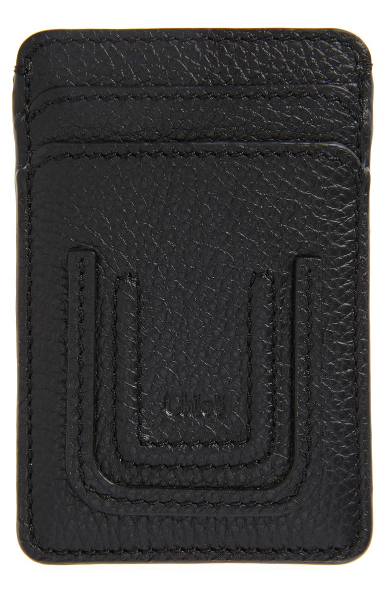Chloé Marcie Leather Card Holder, Main, color, 