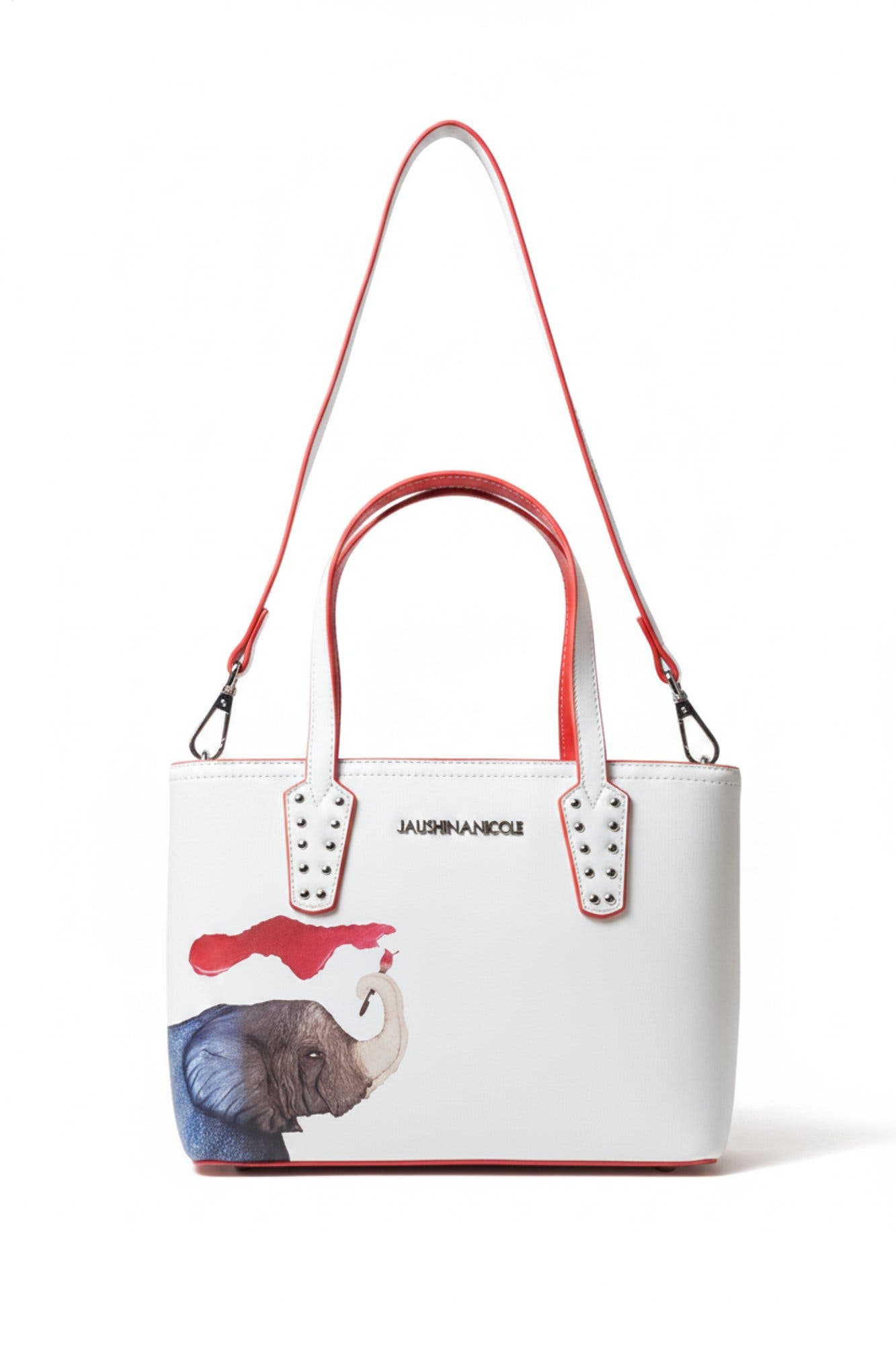 Elle Top Handle Handbag, Main, color, White Print