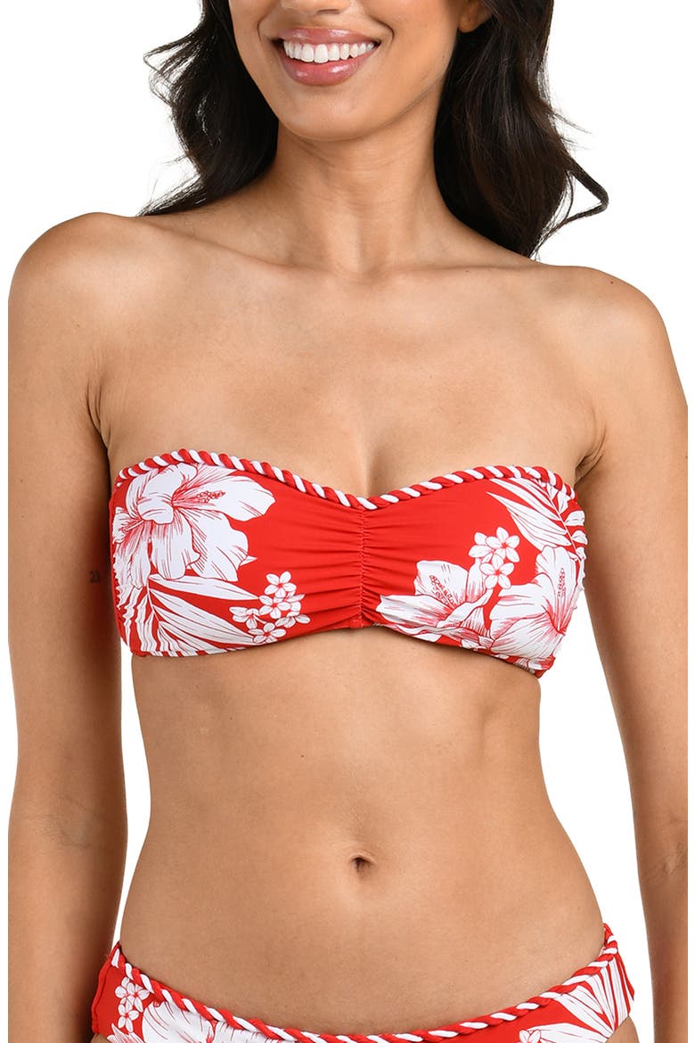 Mariner Bandeau Bikini Top, Alternate, color, RUBY