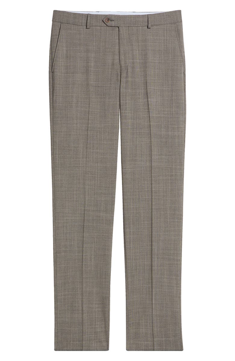 Berle Plaid Flat Front Dress Pants, Alternate, color, Taupe