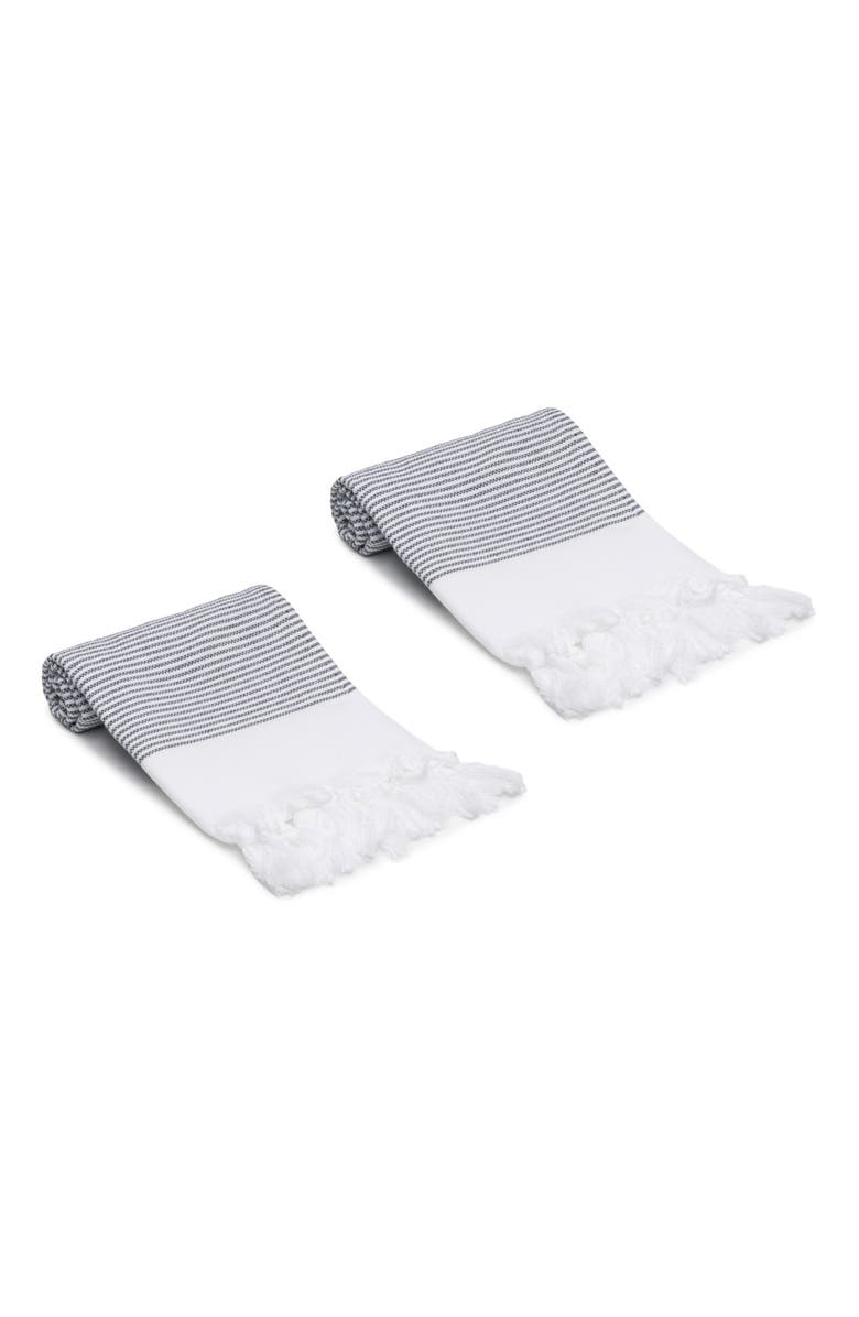 Oliviera Home Fine Stripe Turkish Cotton Hand & Kitchen Towel Bundle, Alternate, color, Black